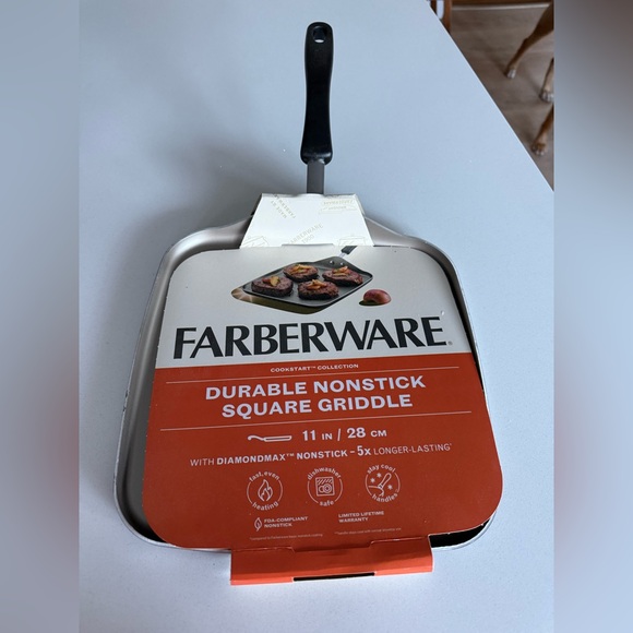 Farberware Other - Farberware Black Handle Square Nonstick Griddle with Orange Branding